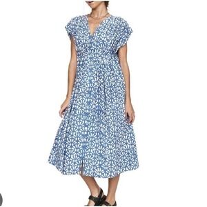 NWT Mirth $290 Handmade Indigo Collection Korcula‎ Dress Trellis Indigo Sz XS